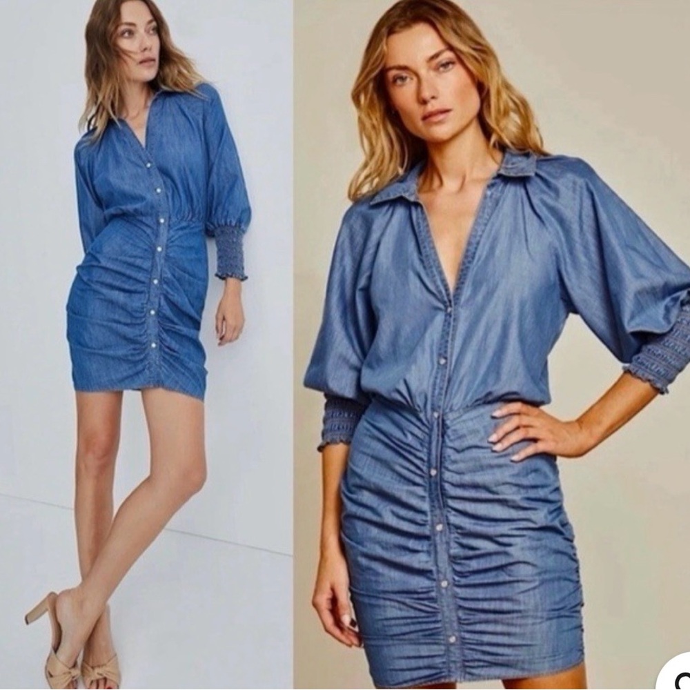 Veronica Beard Blue Denim Button-Up Dress